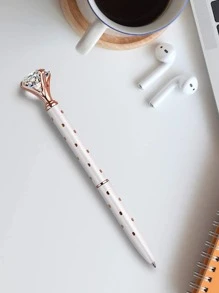 1入組白色波卡圓點和玫瑰金鑽石圓珠筆適合婚禮 - 白色 - 查看 1