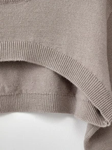 SHEIN Áo len nữ Cắt ra màu trơn Ăn mặc đẹp - Màu Khaki - Xem 4