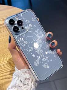 Cartoon Astronaut Clear Phone Case - Clear - View 2