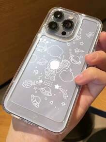 Cartoon Astronaut Clear Phone Case - Clear - View 3