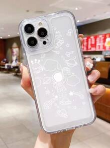 Cartoon Astronaut Clear Phone Case - Clear - View 5
