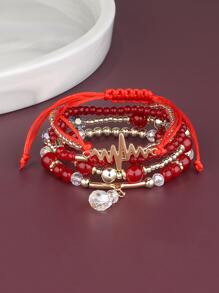 5入組/套心跳裝飾手環 - 彩色 - 查看 2