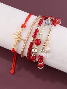 5入組/套心跳裝飾手環 - 彩色 - 查看 1