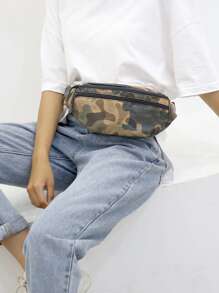 男士迷彩印花腰包胸包,禮品適用於父親 - 卡其色 - 查看 4