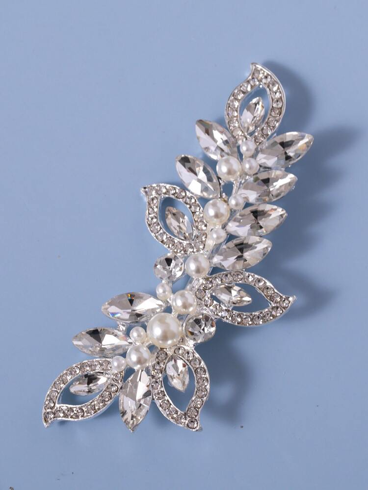Rhinestone & Faux Pearl Decor Bridal Hair Clip Elegant