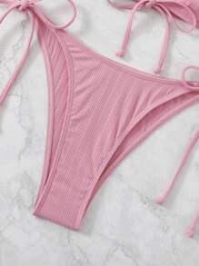 SHEIN Swim Summer Beach Tie Side Bikini Set - Pink - View 7