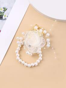 花和人造珍珠裝飾手腕胸花 - 彩色 - 查看 1