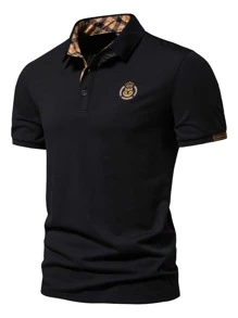 Manfinity Homme Áo thun có cổ Nam Nút Thú vật Giải trí - màu đen - Xem 3