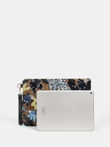 SHEIN VCAY 不对称图案编织草编包 - 藍色 - 查看 9