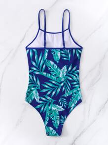 SHEIN Swim Traje de baño de una pieza con estampado tropical, para vacaciones de verano en la playa - Multicolor - Ver 5