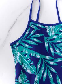 SHEIN Swim Traje de baño de una pieza con estampado tropical, para vacaciones de verano en la playa - Multicolor - Ver 6