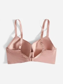 Plus Size Dusty Pink Plain Fabric Bra Medium Stretch Casual Everyday Wear - Dusty Pink - View 2