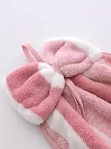 3pcs/Pack Coral Fleece Creative Striped Bow Soft Absorbent Hand Towels With Hanging Loop Dish Cloths Kitchen Towel - Multicolor - View 6