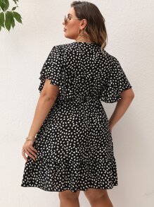 SHEIN Unity Đầm Plus Size Viên lá sen Trọn gói Tất cả trên in Giải trí - màu đen - Xem 2