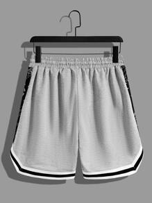 Manfinity Campus Court Aesthetic Post--Men Contrast Paisley Side Seam Drawstring Waist Shorts - Grey - View 2