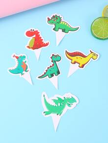 24入組卡通恐龍圖案蛋糕裝飾 - 彩色 - 查看 2