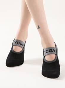 1 Coppia Di Calzini Da Yoga Con Suola In Spugna Morbida E Calda, A Tinta Unita, Con Cinturino Largo E Punta Rotonda, Adatti Per Lo Sport All Aperto