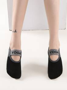 1 Coppia Di Calzini Da Yoga Con Suola In Spugna Morbida E Calda, A Tinta Unita, Con Cinturino Largo E Punta Rotonda, Adatti Per Lo Sport All Aperto