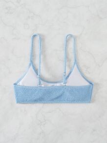Swim Mod Summer Beach Smocked Bikini Top - Baby Blue - View 2