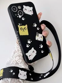 Cartoon Graphic Phone Case - Black - View 1