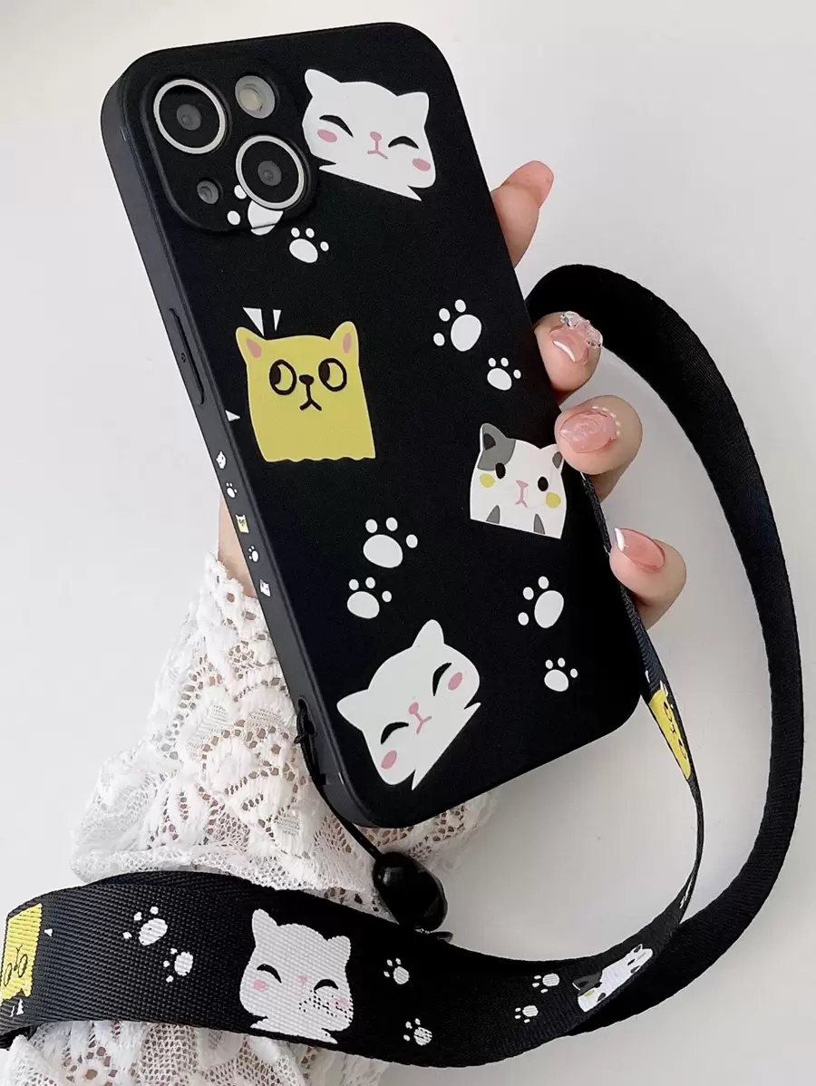Cartoon Graphic Phone Case - Black - View 1
