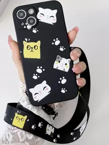 Cartoon Graphic Phone Case - Black - View 2