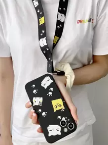 Cartoon Graphic Phone Case - Black - View 5