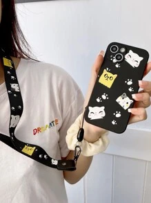 Cartoon Graphic Phone Case - Black - View 7