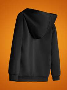 SHEIN 青少年男孩 1 件游戏手柄和字母图案卫衣 - 黑色 - 查看 2