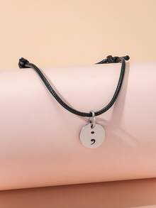 Vòng tay quyến rũ tròn 1 cái bằng thép không gỉ thời trang và phổ biến dành cho nam giới, Trang sức bằng thép không gỉ để làm quà tặng trang sức và cho một vẻ ngoài sành điệu - màu đen - Xem 2