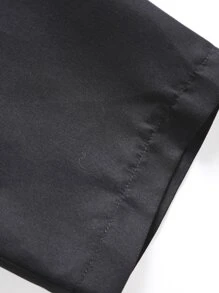 Claim Dot Loose Fit Men's Buckled Flap Pocket Drop Shoulder Shirt & Drawstring Shorts Set (Without Tee) - Black - View 6