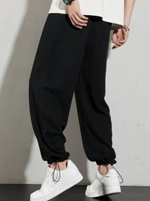 Manfinity Homme Quần thể thao Nam Dây kéo Túi màu trơn - màu đen - Xem 2