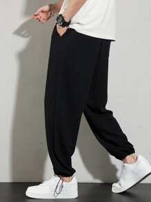 Manfinity Homme Quần thể thao Nam Dây kéo Túi màu trơn - màu đen - Xem 3