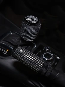 MEIKAXIU 2 cái/bộ bọc cần số phanh tay bằng kim cương giả lấp lánh, phụ kiện nội thất xe hơi, màu đen - Đen và trắng - Xem 2