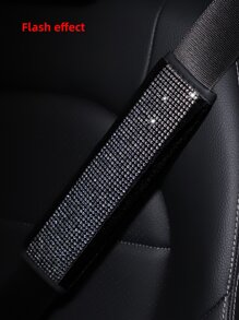 MEIKAXIU 1 pieza Decoración de acolchado para hombro del cinturón de  del coche con strass y peluche - Blanco y Negro - Ver 4