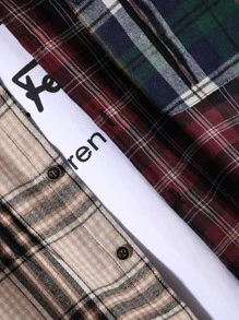 Manfinity Men Tartan Patched Pocket Drawstring Hooded Shirt Without Tee - Multicolor - View 5