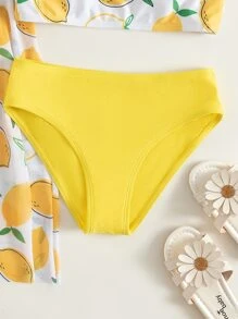 Tween Girl 3packs Lemon Print Drawstring Waist Bikini Set Summer Beach - Multicolor - View 4