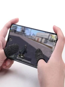 2pcs Anti-sweat Gaming Finger Sleeve - Black - View 1