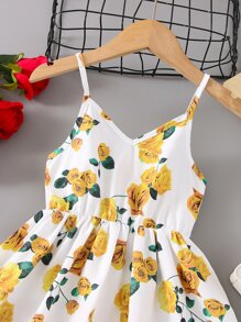 SHEIN 小女童印花吊帶連衣裙 - 彩色 - 查看 3