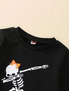 Sudadera con estampado de cráneo - Negro - Ver 4