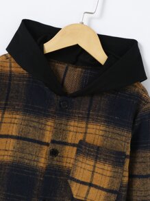 Toddler Boys Plaid Print Hooded Coat Without Tee - Multicolor - View 4