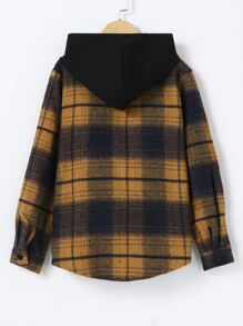 Toddler Boys Plaid Print Hooded Coat Without Tee - Multicolor - View 5