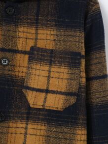 Toddler Boys Plaid Print Hooded Coat Without Tee - Multicolor - View 6