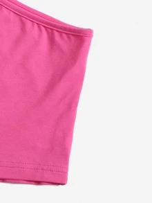 SHEIN EZwear 不對稱領素色上衣 - 粉色 - 查看 3