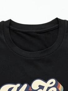 SHEIN LUNE Áo thun Plus size Slogan Giải trí - màu đen - Xem 5