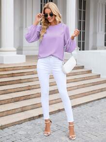 EMERY ROSE Bluse mit Laternenärmeln, Schlüsselloch hinten