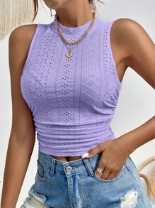 SHEIN Essnce Top tank con bordado con ojal fruncido