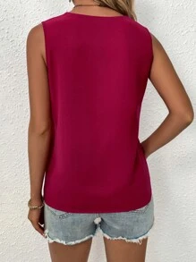 SHEIN LUNE Guipure Lace Panel Blouse - Rose Red - View 2