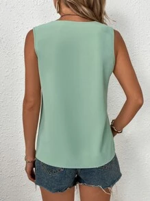 SHEIN VCAY Blusa panel con encaje - verde menta - View 2