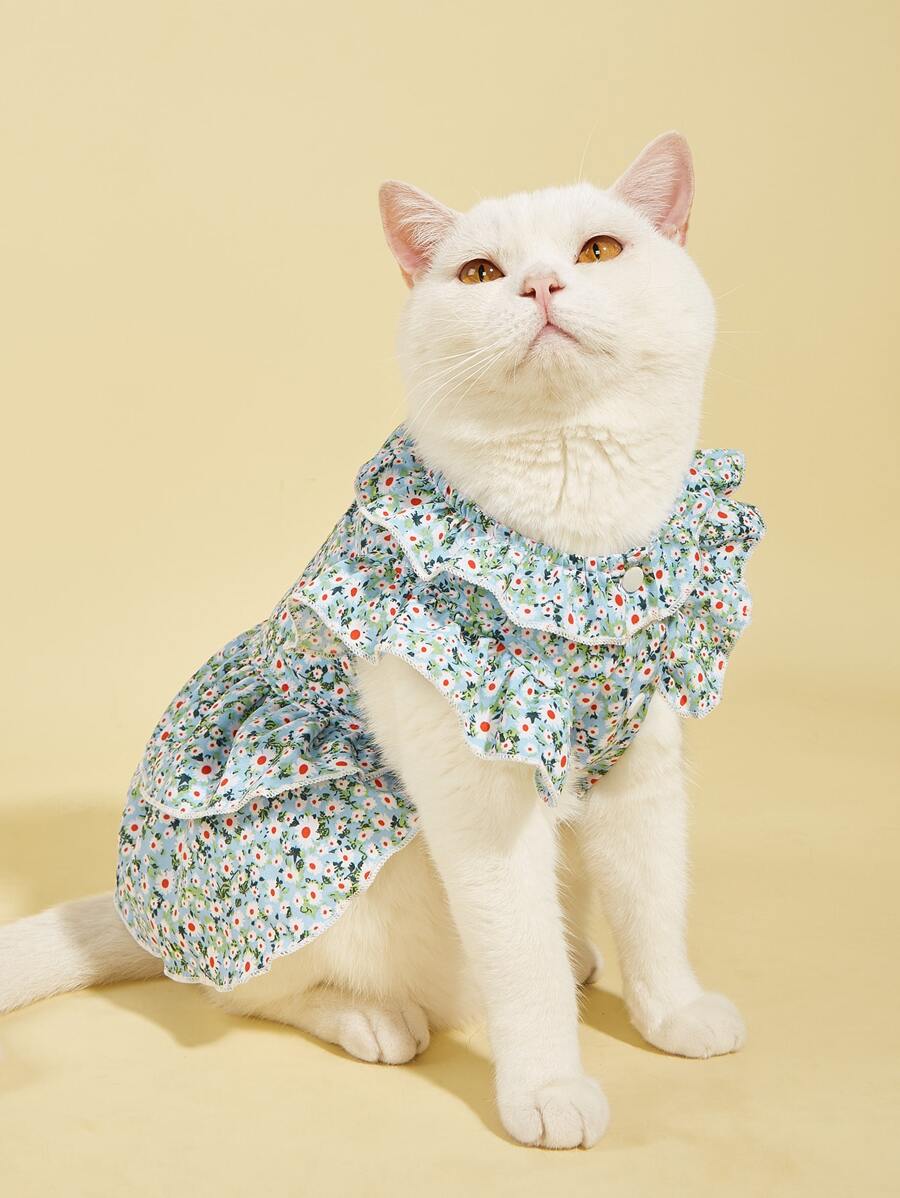 1入組印花寵物連衣裙適用於狗狗和貓適合夏天 - 彩色 - 查看 1